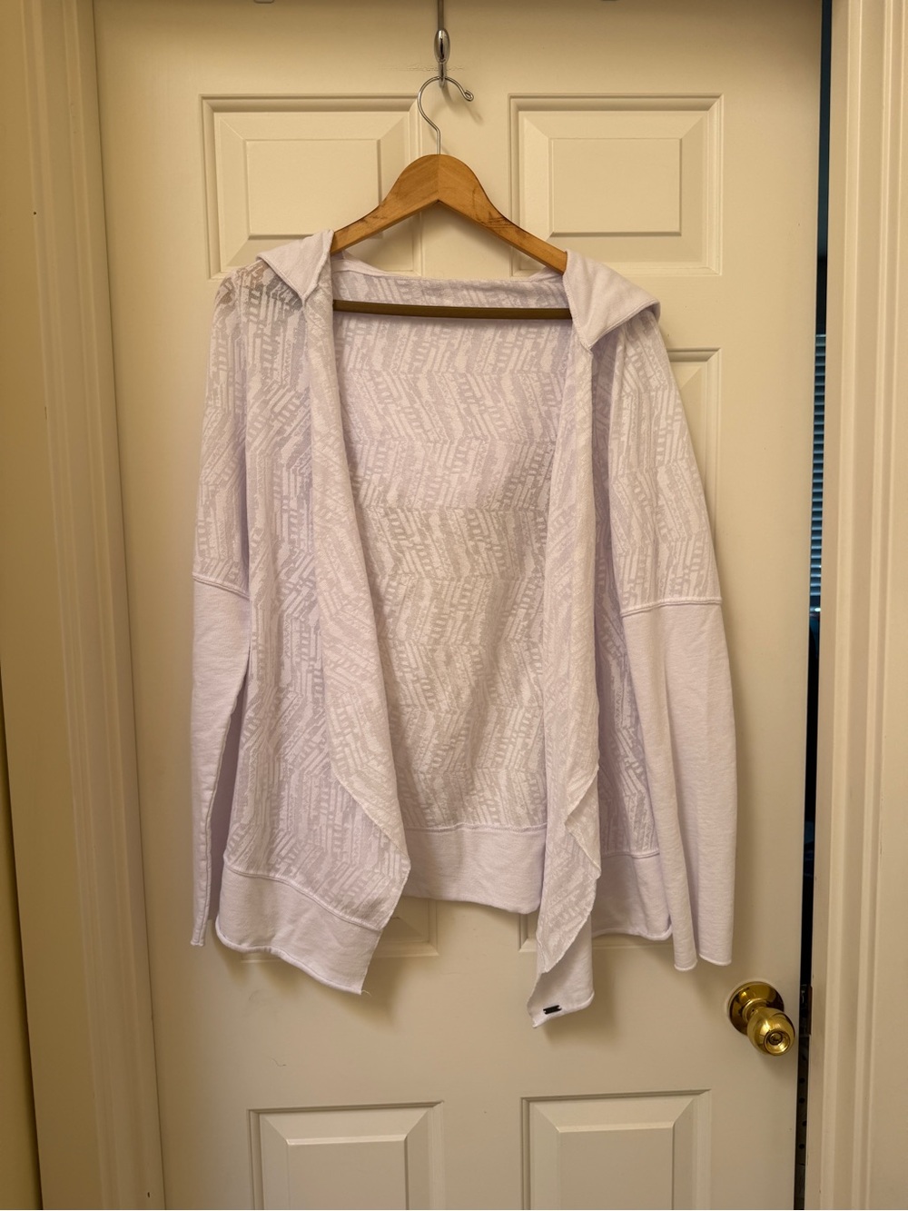 prAna Grateful Hooded Drape Open Front Cardigan White Casual Coastal -XL